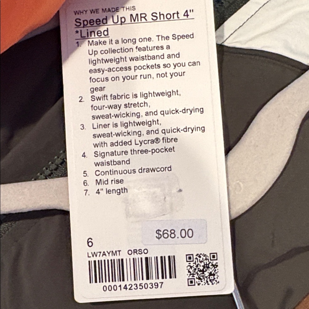 Lululemon Speed Up Peach 4” lined Shorts NWT - Picture 5 of 5